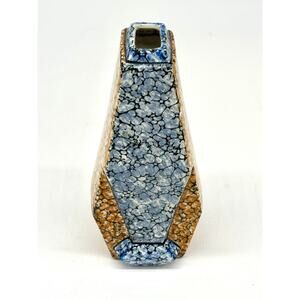 Vase - Vintage Antique La Majolica Art Deco Marbled Ceramic Marked 8.5"Hx3.5"W